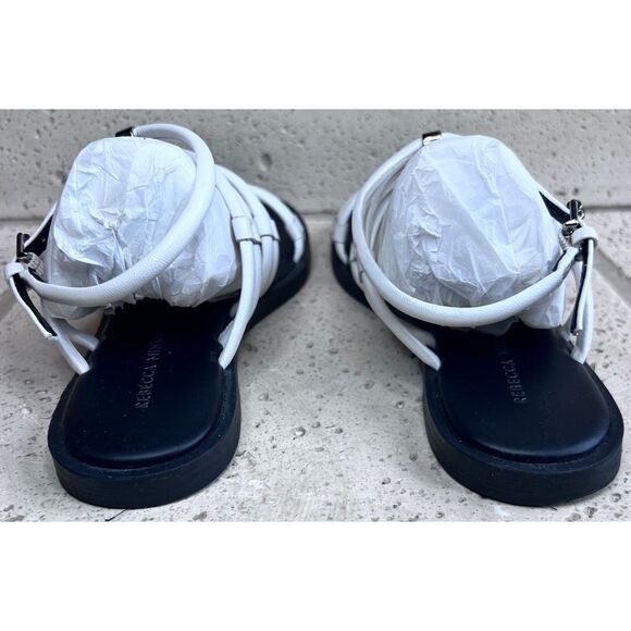 Rebecca Minkoff Sarle White Leather Strappy Sandals Flats Size 7 - Picture 5 of 15